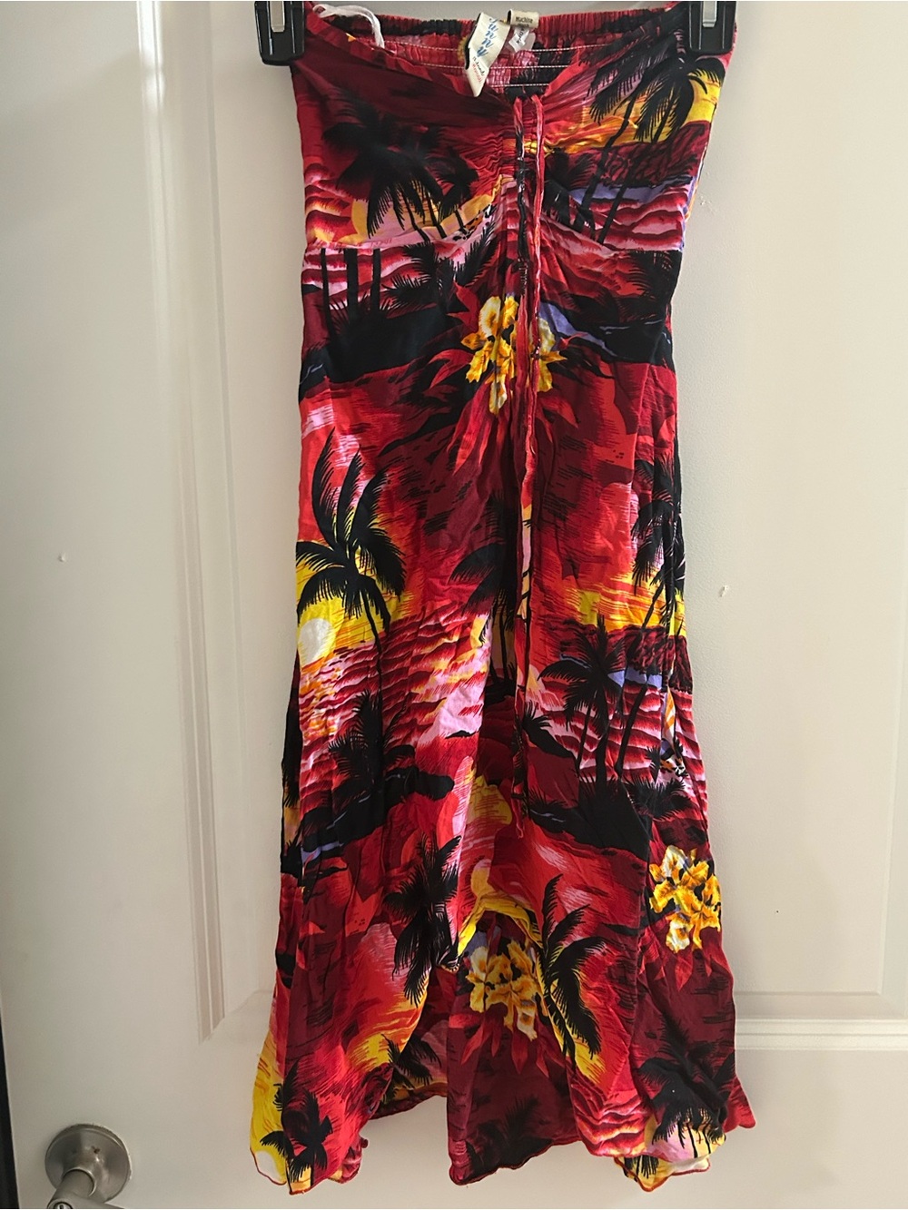 Tropical Strapless Dress - Vibrant Sunset Print